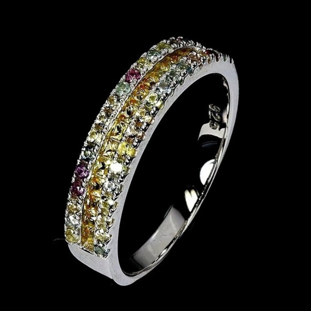 925 Sterling Silver Ring Sz 7 with Princess Cut Yellow Sapphire Gemstone